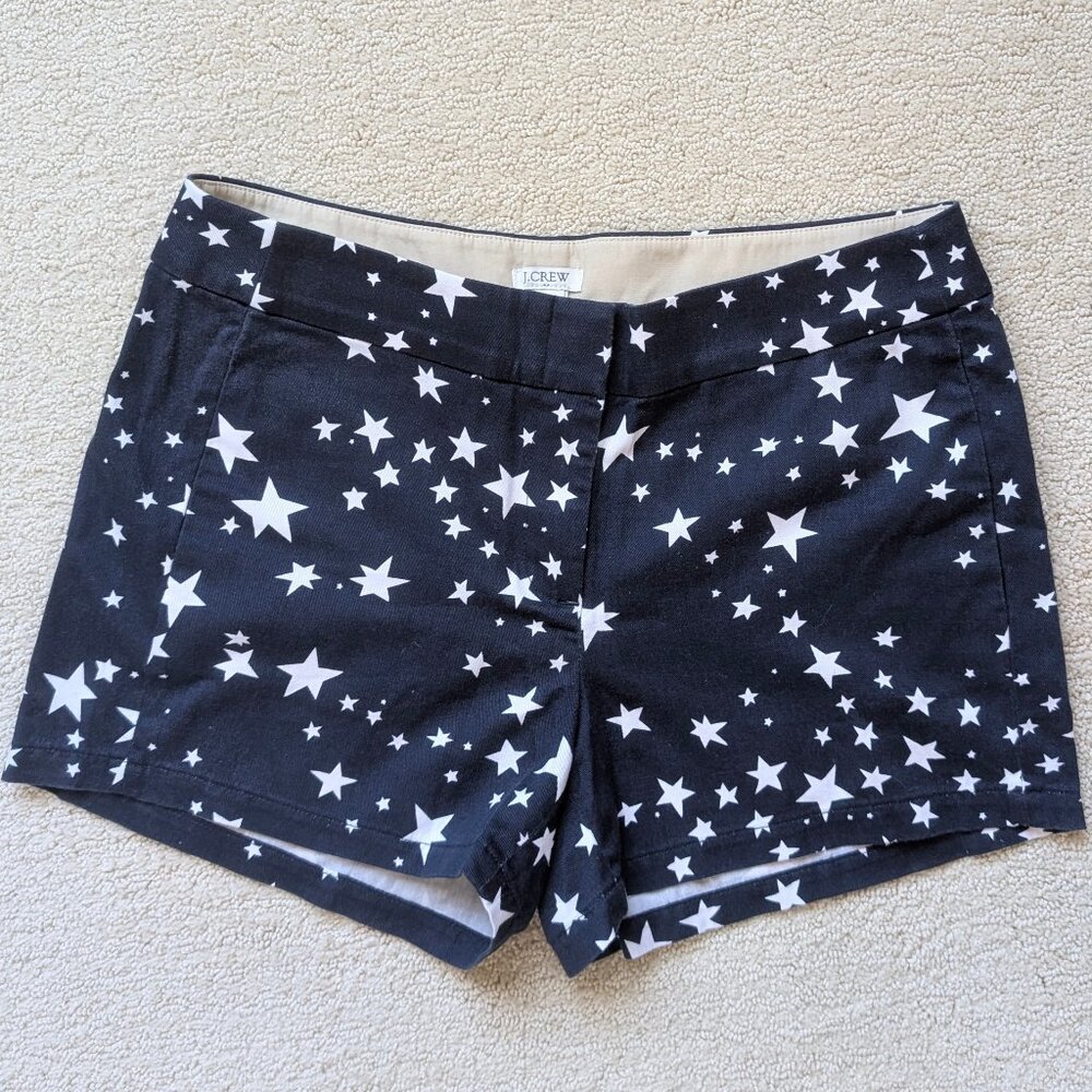 NEW J. Crew Stars Pattern Printed Chino Shorts 3" Women's 4 flat front 4th July